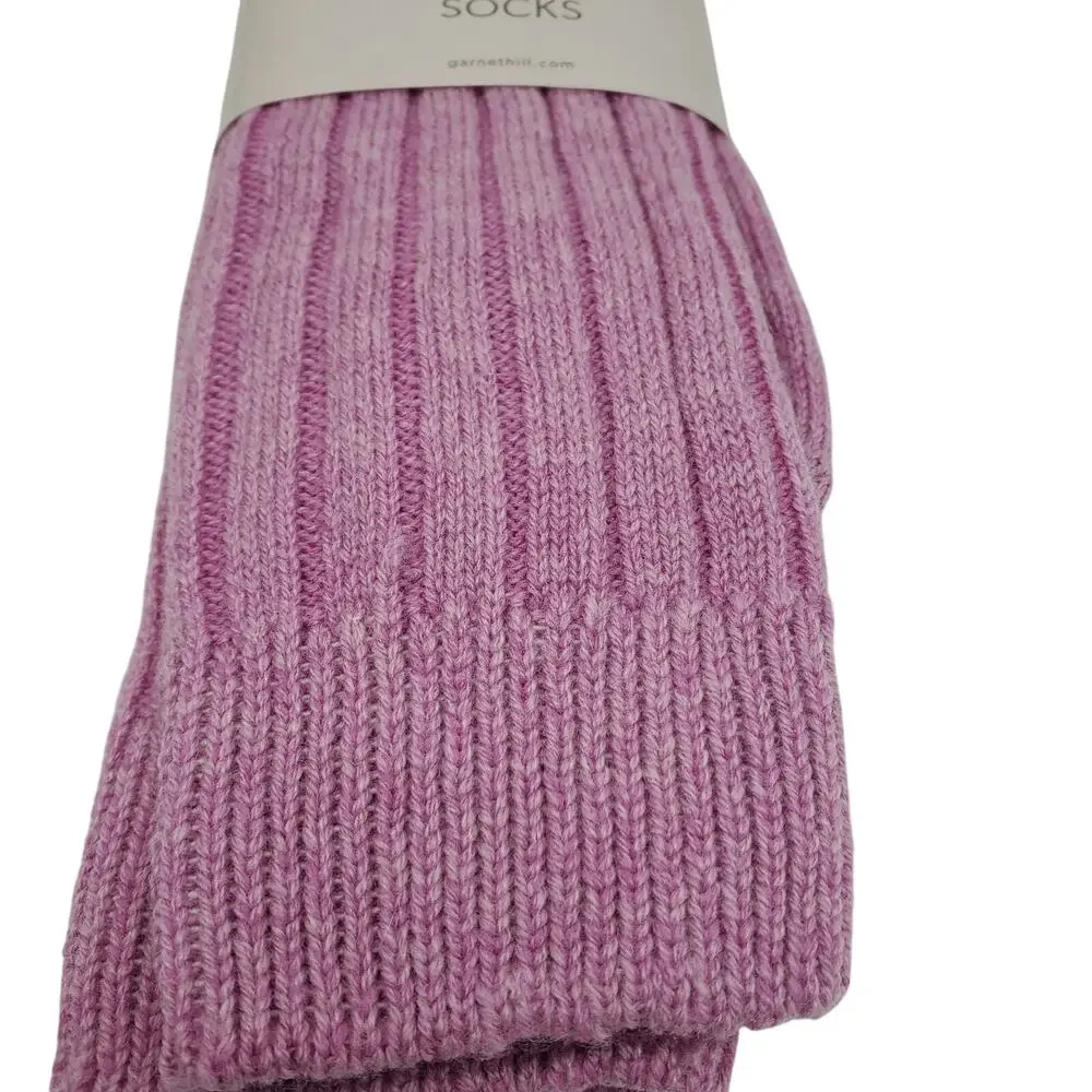 Soft Ribbed 82% Cashmere Ankle Socks Sz 9-11 Warm‎ Cozy Garnet Hill Pink Parfait